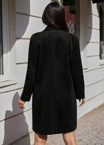 Черное демисезонное Пальто однобортное SHEIN