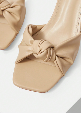 Кремовые мюли SHEIN плетение на среднем каблуке