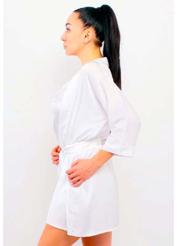 Білий демісезонний комплект халат + майка + шорти Ghazel