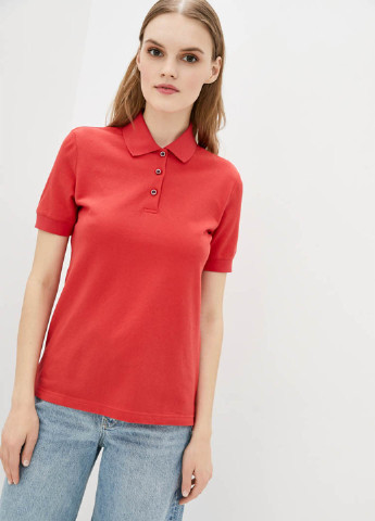 Красная женская футболка-поло Promin однотонная