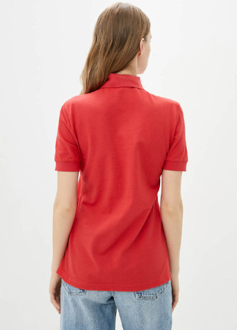 Красная женская футболка-поло Promin однотонная