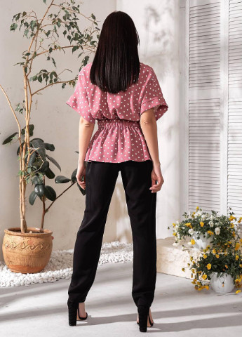 Женский костюм брюки черные и блузка карамельного цвета в горошек р.46/48 378169 New Trend (256038137)