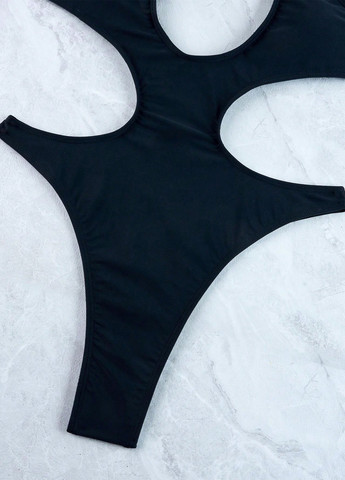 Чорний літній купальник суцільний, монокіні SHEIN