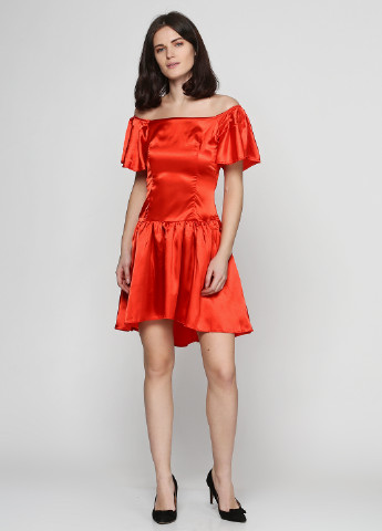 Яскраво-червона коктейльна сукня кльош Azuri однотонна