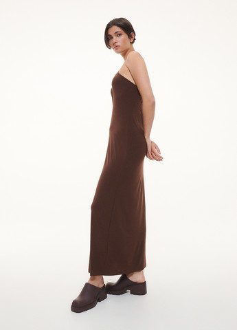 Темно-коричневое кэжуал платье с открытой спиной Reserved однотонное