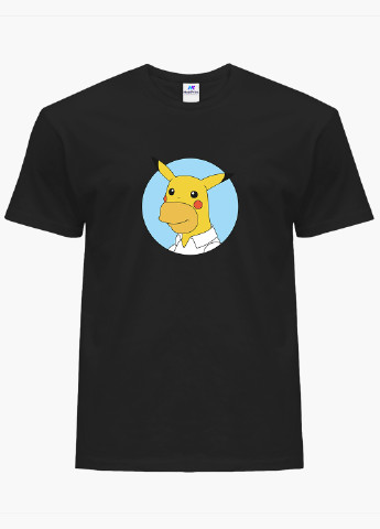 Черная футболка мужская гомер-чу симпсоны и пикачу (the simpsons and pikachu) (9223-2001-1) xxl MobiPrint