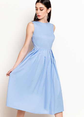 Блакитна кежуал плаття, сукня плісована, дзвін VONAVIN однотонна