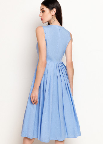 Блакитна кежуал плаття, сукня плісована, дзвін VONAVIN однотонна