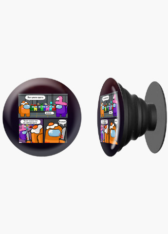 Попсокет (Popsockets) тримач для смартфону Амонг Ас (Among Us) (8754-2429) Чорний MobiPrint (216836511)