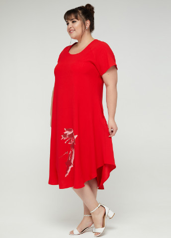 Красное кэжуал платье оверсайз A'll Posa с рисунком