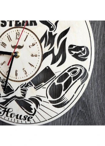 Тематические настенные часы из дерева «Steak House» 7Arts (253565948)