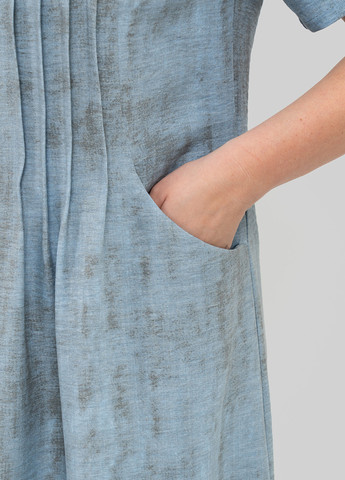 Светло-голубое кэжуал платье а-силуэт A'll Posa с абстрактным узором