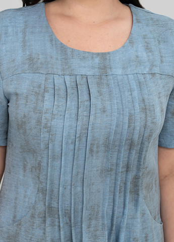 Светло-голубое кэжуал платье а-силуэт A'll Posa с абстрактным узором