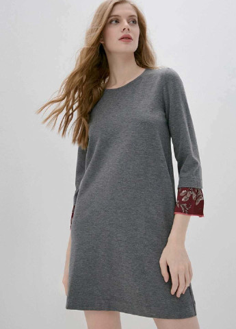 Серое повседневный зеленое платье клеш, с пышной юбкой, а-силуэт Deha однотонное