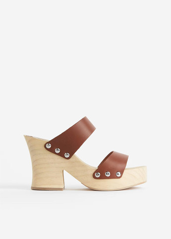 Коричневые босоножки H&M без застежки с заклепками