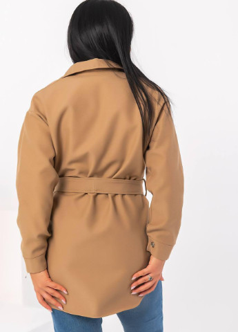 Темно-бежева жіноча куртка-сорочка бежевого кольору р.42/46 381313 New Trend