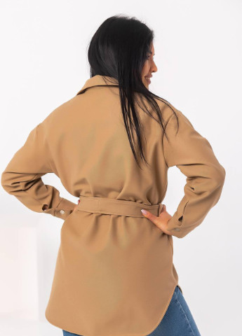 Темно-бежева жіноча куртка-сорочка бежевого кольору р.42/46 381313 New Trend