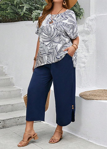 Комбінований літній комплект (блуза, штани) SHEIN