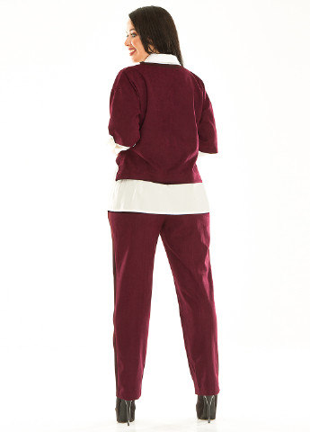 Костюм (блуза, кофта, брюки) Primyana брючный однотонный бордовый кэжуал