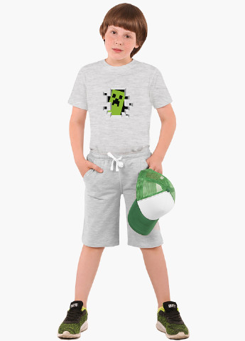 Світло-сіра демісезонна футболка дитяча майнкрафт (minecraft) (9224-1709) MobiPrint