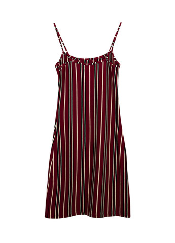 Бордовое кэжуал платье платье-комбинация Even&Odd в полоску