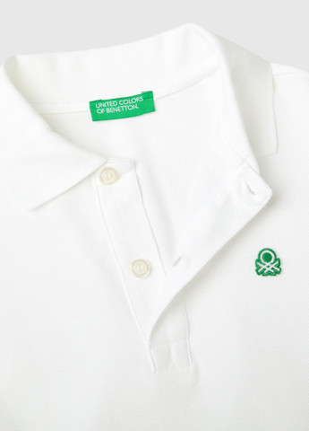 Белая детская футболка-поло для мальчика United Colors of Benetton однотонная
