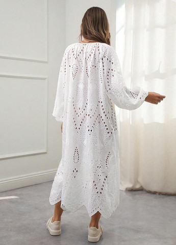 Белое кэжуал платье оверсайз SHEIN однотонное