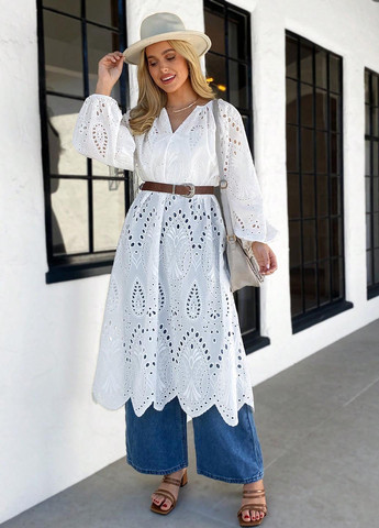 Белое кэжуал платье оверсайз SHEIN однотонное