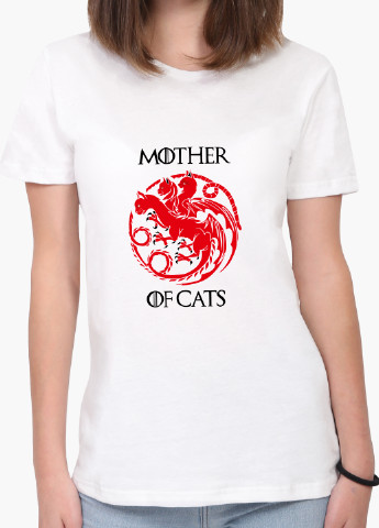 Белая демисезон футболка женская мать котов (mother of cats) белый (8976-2015) xxl MobiPrint