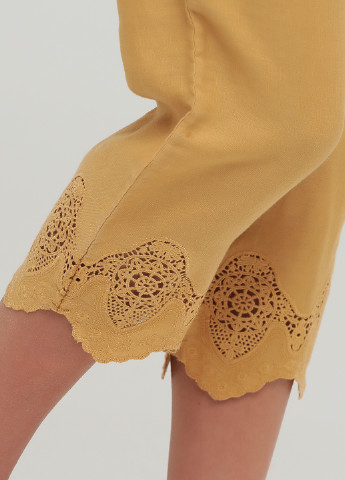 Горчичные кэжуал летние зауженные, укороченные брюки Massimo Dutti
