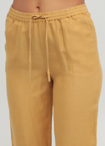 Горчичные кэжуал летние зауженные, укороченные брюки Massimo Dutti