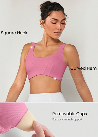 Розовый топ бюстгальтер SHEIN без косточек полиамид