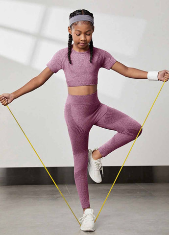 Розово-лиловые летние леггинсы SHEIN