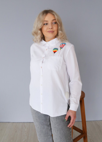 Сорочка жіноча біла оверсайз з принтом Bebe свободная (252876006)