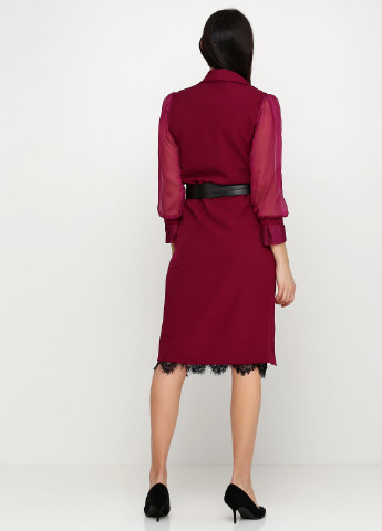 Бордовый демисезонный комплект (платье, накидка, пояс) Gogo