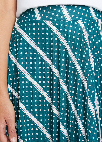 Бирюзовая кэжуал с абстрактным узором юбка KOTON плиссе, клешированная