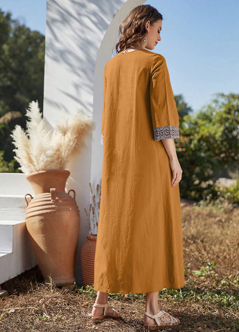 Желтое кэжуал платье оверсайз SHEIN с орнаментом