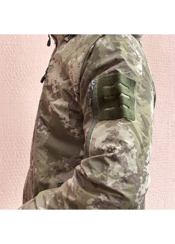 Оливковая демисезонная куртка мужская тактическая военная мультикам под шевроны soft shell всу (зсу) 7354 xxl оливковая No Brand