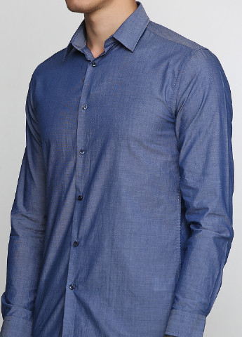 Синяя кэжуал рубашка однотонная Cedar Wood State с длинным рукавом