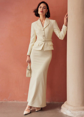 Светло-бежевая кэжуал однотонная юбка SHEIN годе