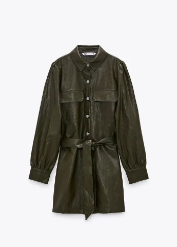 Темно-зелена кежуал плаття, сукня Zara однотонна