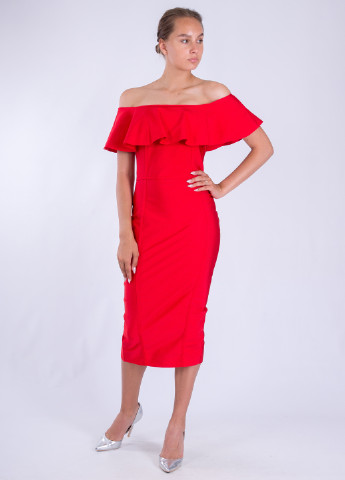 Червона вечірня плаття, сукня футляр, з відкритими плечима PrettyLittleThing однотонна