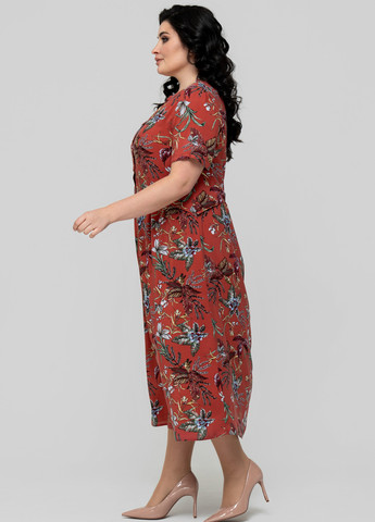 Коричневое кэжуал платье а-силуэт A'll Posa с цветочным принтом