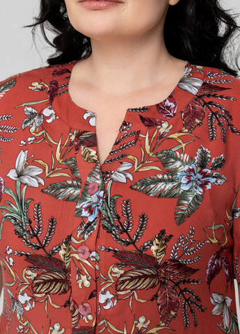 Коричневое кэжуал платье а-силуэт A'll Posa с цветочным принтом