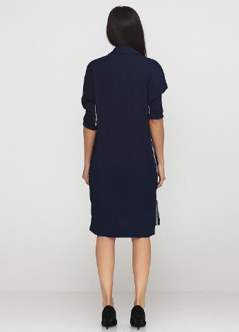 Темно-синее кэжуал платье с длинным рукавом Ladyform однотонное
