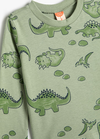 Светло-зеленый демисезонный кэжуал лонгслив KOTON динозавр