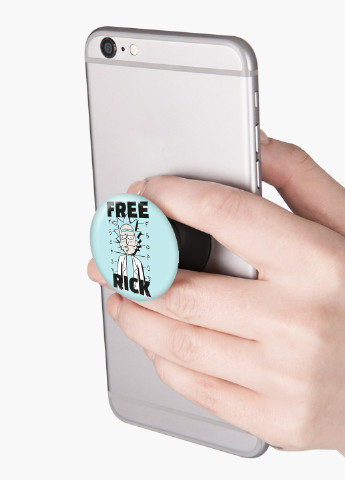 Попсокет (Popsockets) тримач для смартфону Рік і Морті (Rick and Morty) (8754-1237) Чорний MobiPrint (216748546)