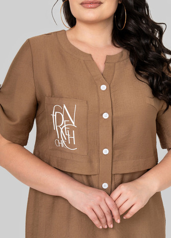 Коричневое кэжуал платье а-силуэт A'll Posa с надписью