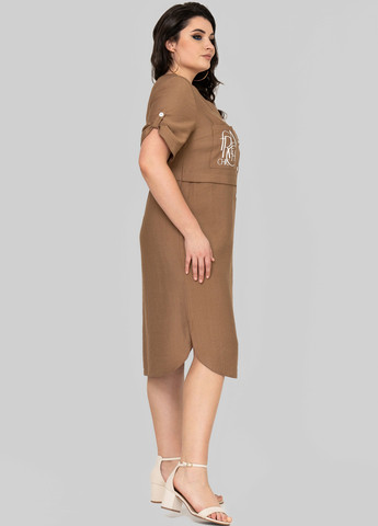 Коричневое кэжуал платье а-силуэт A'll Posa с надписью