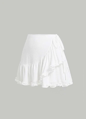 Белая кэжуал однотонная юбка SHEIN на запах